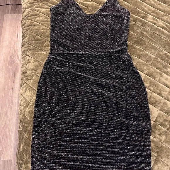 plt glitter dress Wild Dream | Black Sequin Plunge-Neck Ruffle Split Maxi Dress